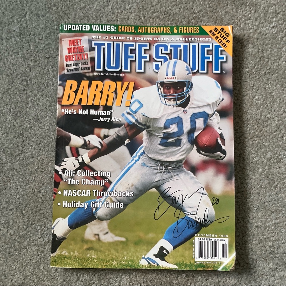 Tuff Stuff Magazine Vintage 1998 Autographed Barry Sanders #20 Detroit Lions
